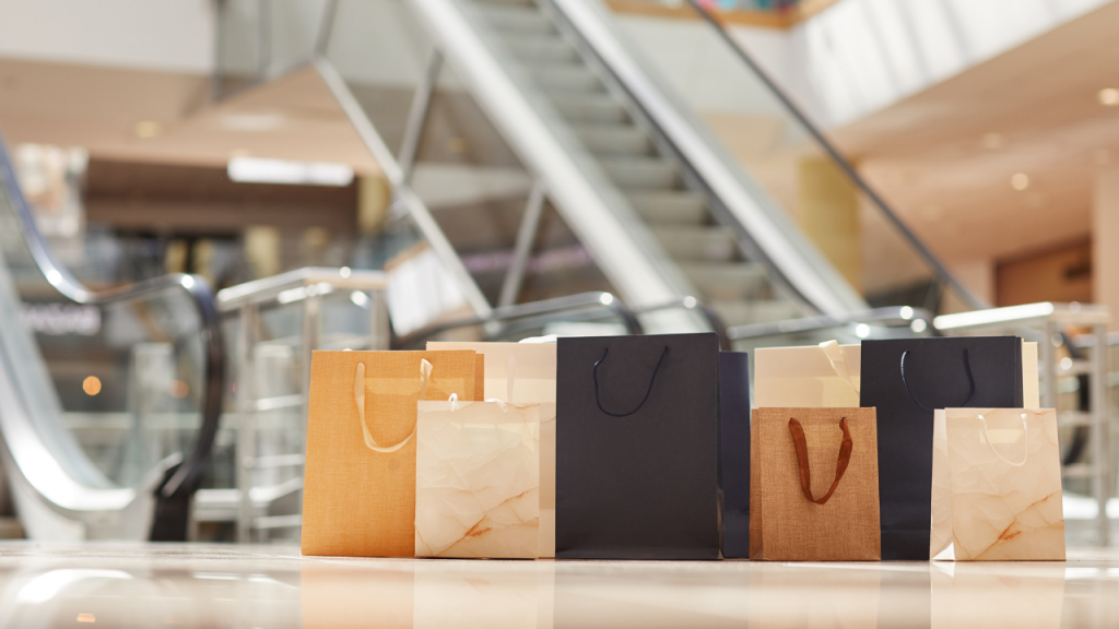 shopping bags on the mall floor