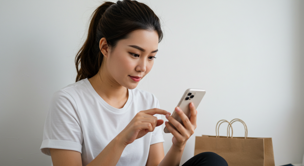 woman using phone