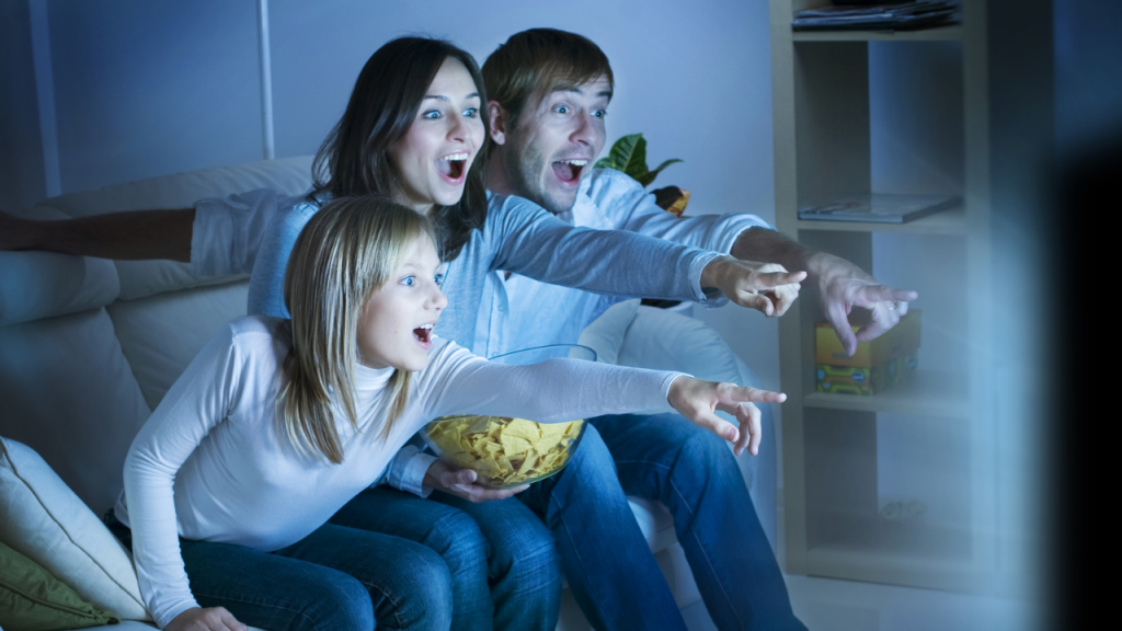 family watching tv