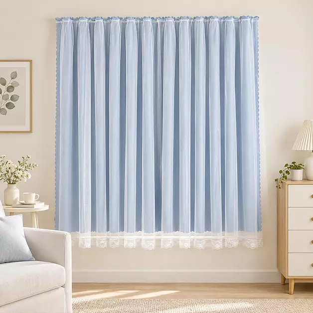 Carlmaya Double Layer Blackout Curtains 2 Panels, 71"W x 79"L, Light Blue