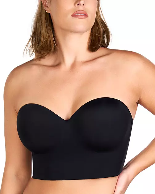 HSIA Longline Strapless Bra for Women, Anti-Slip Support Corset for Large Bust Convertible Bustier Bandeau for Big Breasts Midnight Black