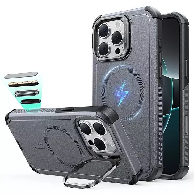 ESR Cyber Tough for iPhone 16 Pro Max Case with Flex Stand, Gray