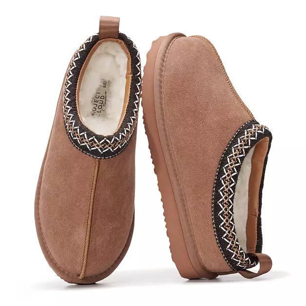 Project Cloud 100% Genuine Leather Womens Slippers w/Genuine Australian Shearling Fur Lining Slippers for Women - Non-Slip EVA w/Memory Foam Fuzzy Slippers Women Footwear (Nerita, CMLMONOSUEDE,9)