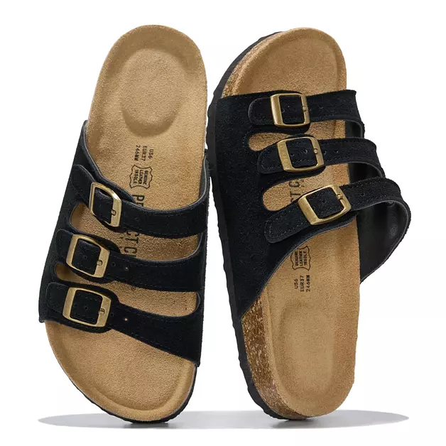 Project Cloud Genuine Leather Summer Sandals for Women 2025 - Memory Foam & Cork Footbed Beach Vacation Essentials Womens Sandals Comfortable Lightweight Slides for Women Footwear(Capri,BEIGESUE,12)