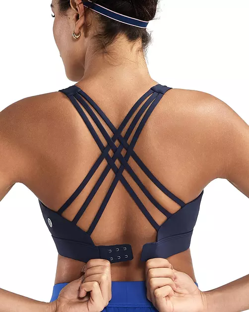 RUNNING GIRL Sports Bras for Women,Crisscross Back High Impact Sports Bra with Hook Closure Workout Supportive Bra(WX3175 Navy Blue XL)