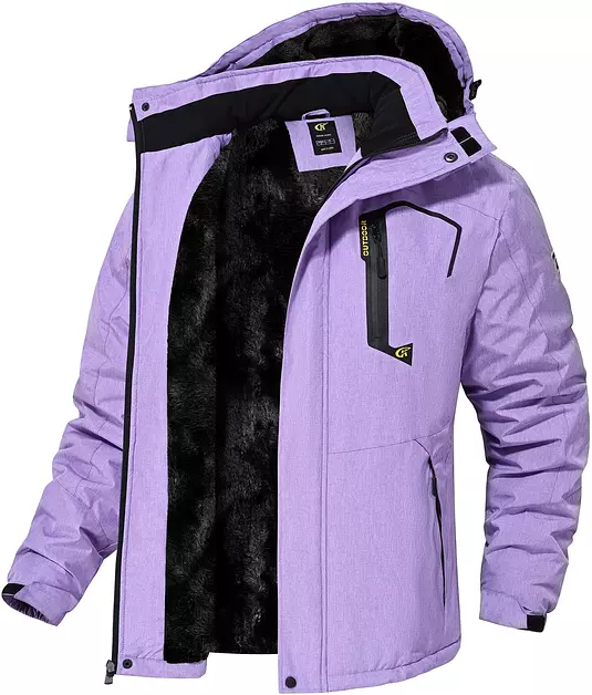QPNGRP Mens Waterproof Ski Snowboard Jacket Windproof Winter Snow Coat Cation Purple X-Large