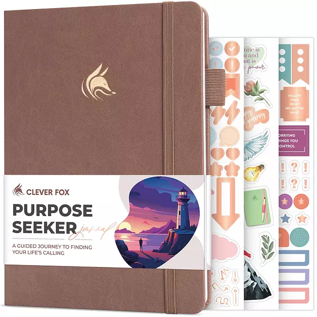 Clever Fox Purpose Seeker Journal for Women, Guided Self-Help, Terracotta