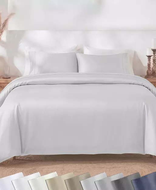 California Design Den Luxury Queen Size Duvet Cover Set, Silver