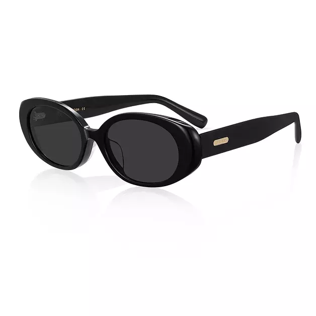 MUJOSH Retro Oval Sunglasses Polarized Trendy Vintage Shades UV400, Exclusive Brand of EssilorLuxottica, Obsidian Black/Pure Gray 1578
