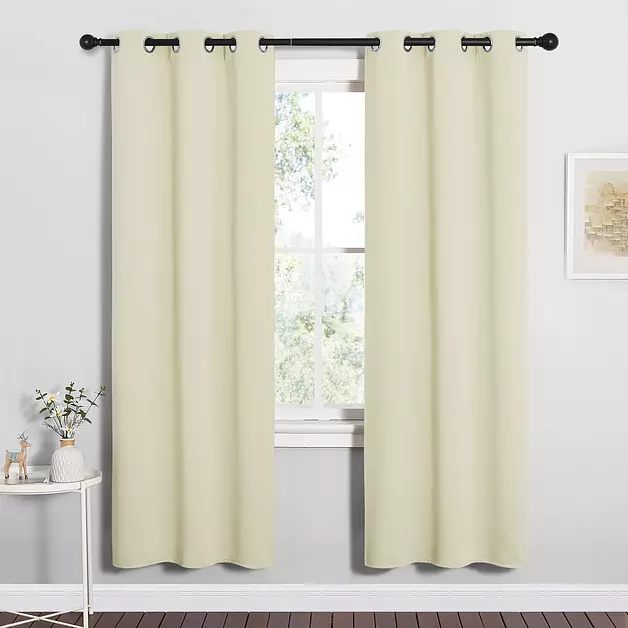 NICETOWN Beige Blackout Curtains for Bedroom 34" wide x 72" Long 2 Panels