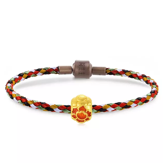 CHOW SANG SANG 999 24K Gold Charme Cultural Peony Mini Charm Bracelet for Women 92662C