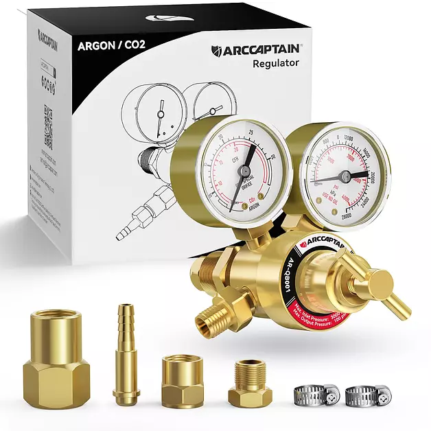 ARCCAPTAIN Argon CO2 Regulators, CGA580 and CGA320 Inlet Connection