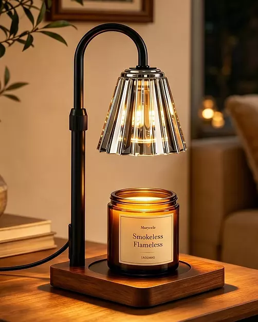 Marycele Vintage Candle Warmer Lamp with Timer Dimmer, Adjustable Height