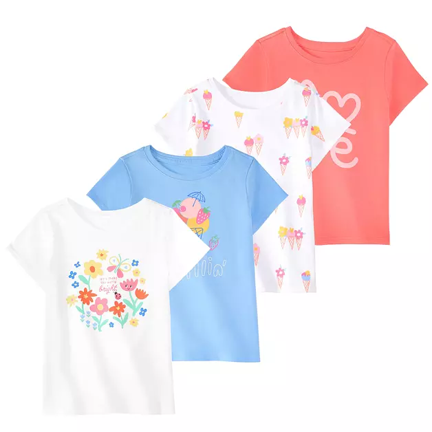 Garanimals Baby Girl Ice Cream T-Shirt, Size 12 Months, 4-Pack