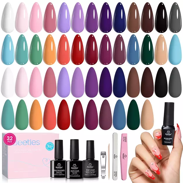 Beetles Gel Nail Polish Set, 25 Colors Pink Red Blue Green Gel Polish