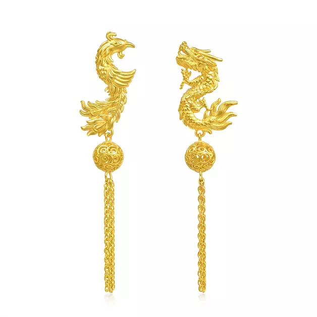 CHOW SANG SANG 999.9 24K Pure Gold Earrings Price-by-Weight 10.48g