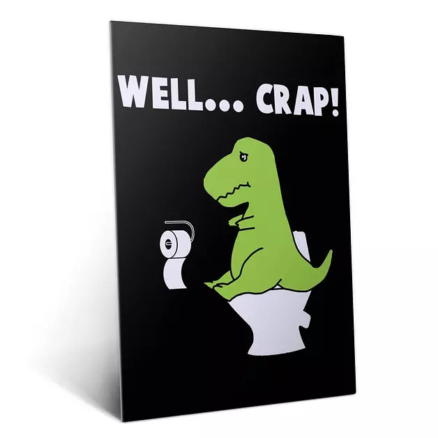 Displate Metal Poster Funny Bathroom Art T Rex Funny Toilet Sign L