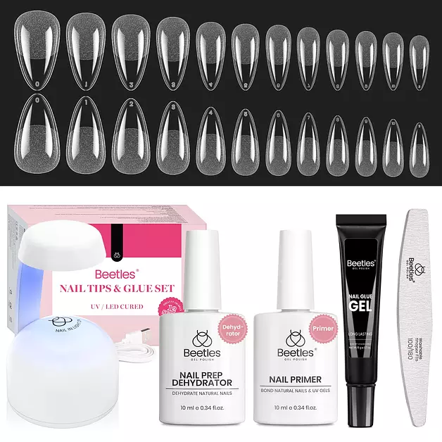Beetles Gel Nail Kit Medium Almond with Dehydrator and Primer