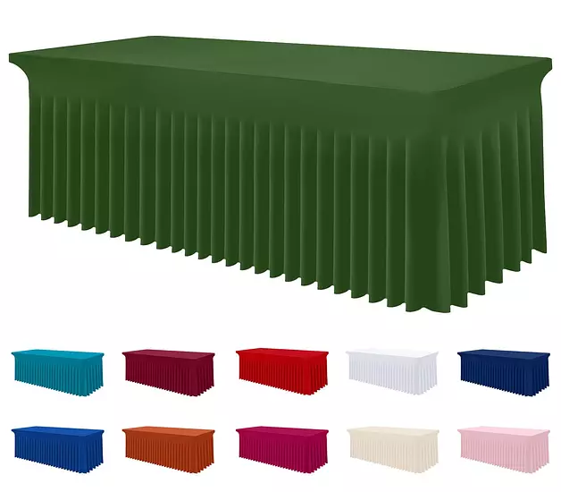Smiry Spandex Tablecloth, Elastic Fitted Stretch Tablecloth for 6FT Rectangle Tables, Waterproof Washable Table Cover Skirt for Outdoor, Wedding, Banquet & Parties (Olive Green, 72Lx30Wx30H Inch)