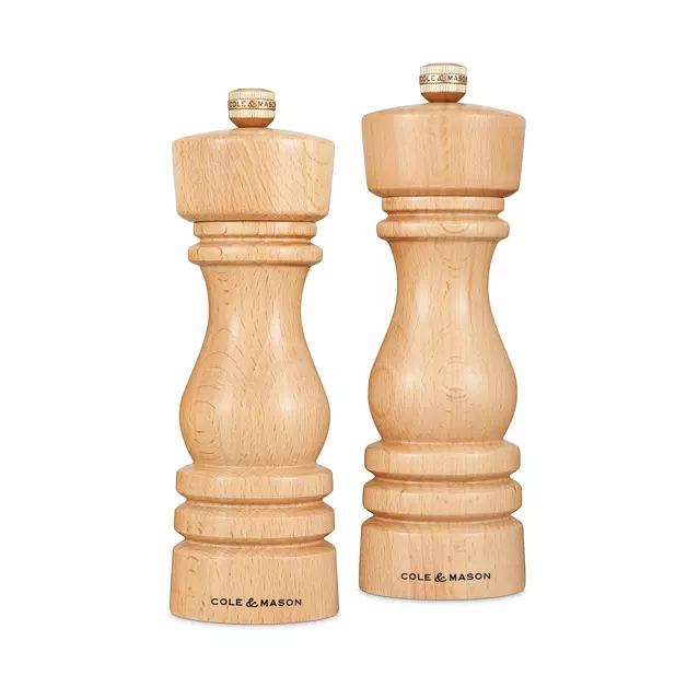 Cole & Mason London Salt & Pepper Mill Gift Set, 7'', Natural Beech