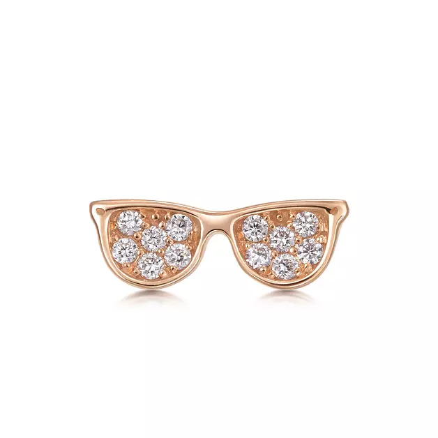 CHOW SANG SANG 18K Rose Gold Let's Play 0.075 Carat (G-H Color, SI Clarity) Diamond Sunglasses Single Stud Earring for Women 88694E (Sold Single Not Pair)
