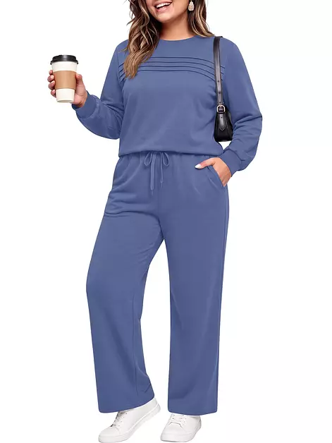 HDLTE Plus Size Two Piece Sets for Women Fall Casual Outfits 2026