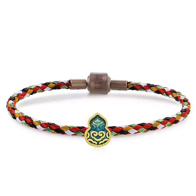 CHOW SANG SANG 999 24K Gold Charme Cultural Mini Wulu (Groud) Charm Bracelet for Women 92660C (Gold, 17 CM)