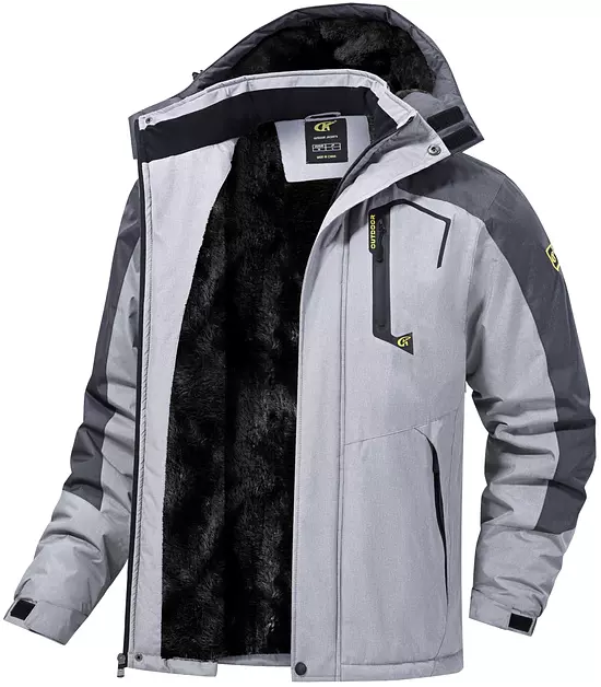 QPNGRP Men's Waterproof Ski Snowboard Jacket Winter Windproof Snow Coat Light-Darkgrey Medium