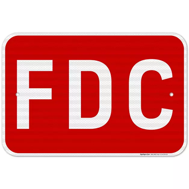 FDC Sign, Red Background,