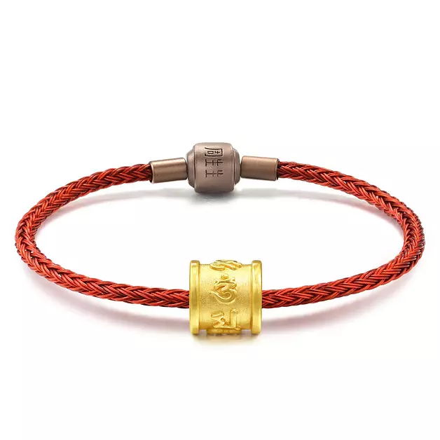 CHOW SANG SANG 999 24K Gold Charme Buddhist Mantra Om Mani Padme Hum Blessing Charm Bracelet for Women 86695C