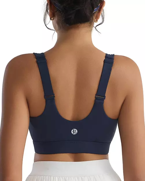 RUNNING GIRL Adjustable Straps High Impact Sports Bra for Women,High Support Workout Sports Bras with Sewn in Pads(WX3120 Navy 3XL)