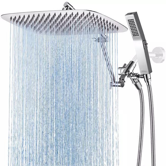 G-Promise All Metal 14 Inches Rainfall Shower Head with Handheld Combo
