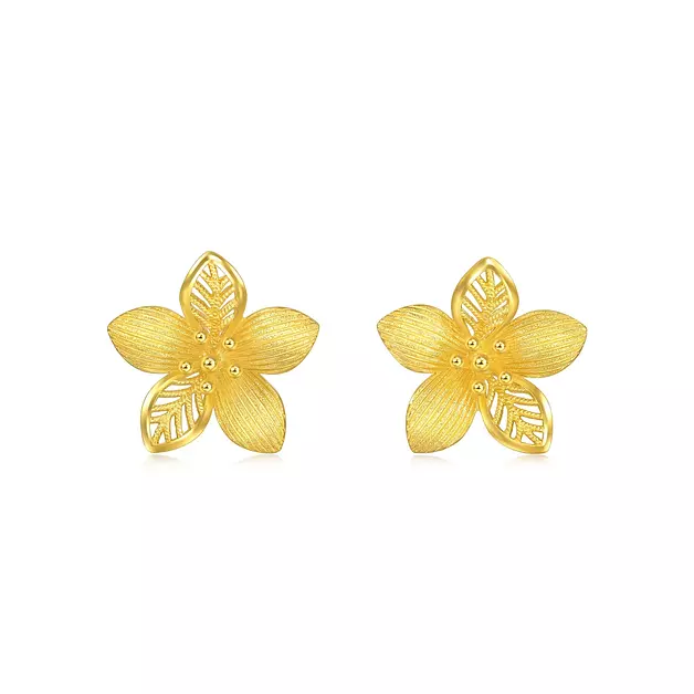 CHOW SANG SANG 999.9 24K Pure Gold Earrings Price-by-Weight 3.36g