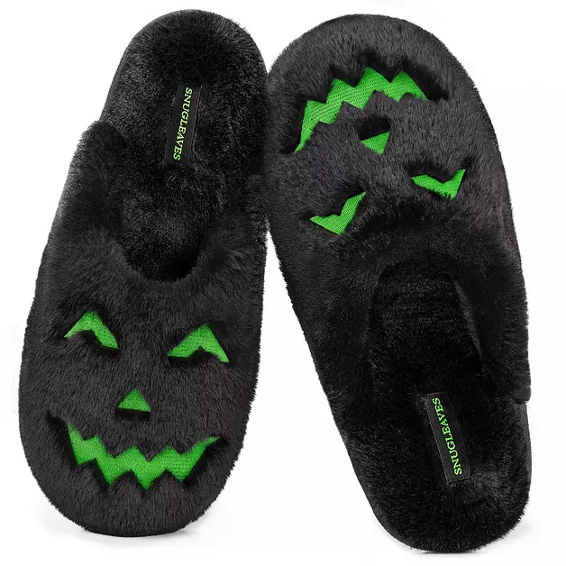 Snug Leaves Women's Scuff Slippers Fuzzy House Shoes Demon Flame,9-10 US