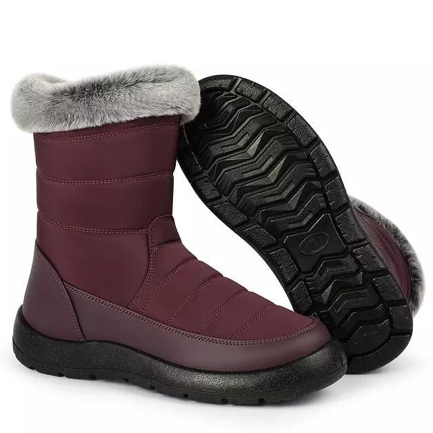 Goldnut Waterproof Winter Snow Mid Calf Boots for Women Zipper Burgundy 7.5