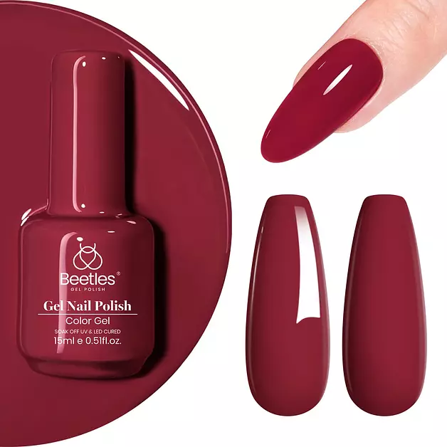 Beetles Red Gel Polish, Mulled Wine, 15ML Dark Red Gel Nail Polish