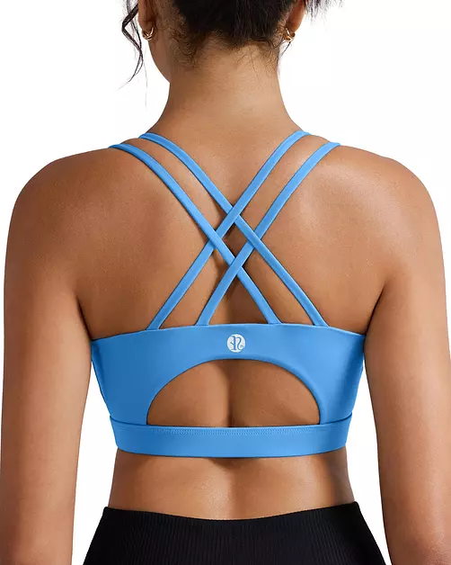 RUNNING GIRL Sports Bras for Women,Strappy Back Workout Bras Padded Supportive Blue Sports Bra Plue Size(WX2354Bright Blue,XXL)