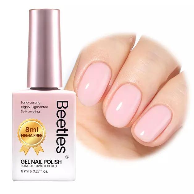Beetles Nude Pink Gel Nail Polish, 8ml HEMA-Free Natural Jelly Gel Polish