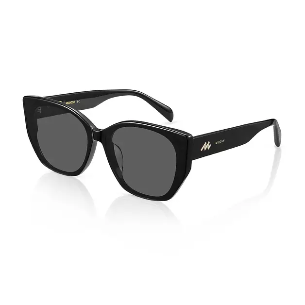 MUJOSH Cat Eye Sunglasses UV400 Trendy Acetate Exclusive Brand of EssilorLuxottica, Obsidian Black/Pure Gray 1601