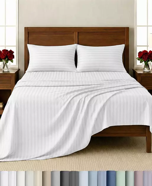 California Design Den 4 Piece Full Size Sheet Set - 100% Cotton 500 Thread Count, Cooling Deep Pocket Bed Sheets with Fitted Elastic Sheet, Extra Soft Luxury Hotel Quality - Pure White