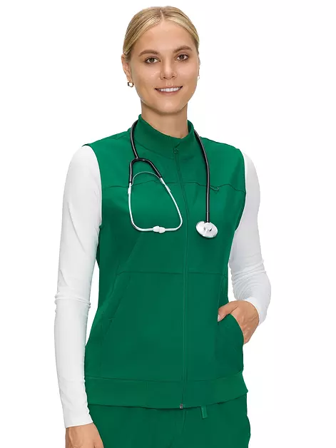 COZYFIT Scrubs Vest for Women, Nurse Vest for Healthcare, Hunter Green, XS