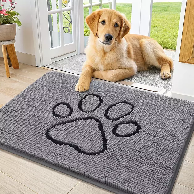 Smiry Dog Door Mat for Muddy Paws, Absorbent Non Slip Dirt Trapper, 34x21