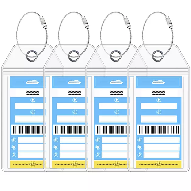 Cruise On NCL Luggage Tag Holders 4 Pack, NCL Cruise Tags, Clear