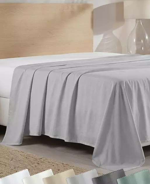 California Design Den Soft 100% Cotton Sateen Twin Flat Sheets, Light Grey