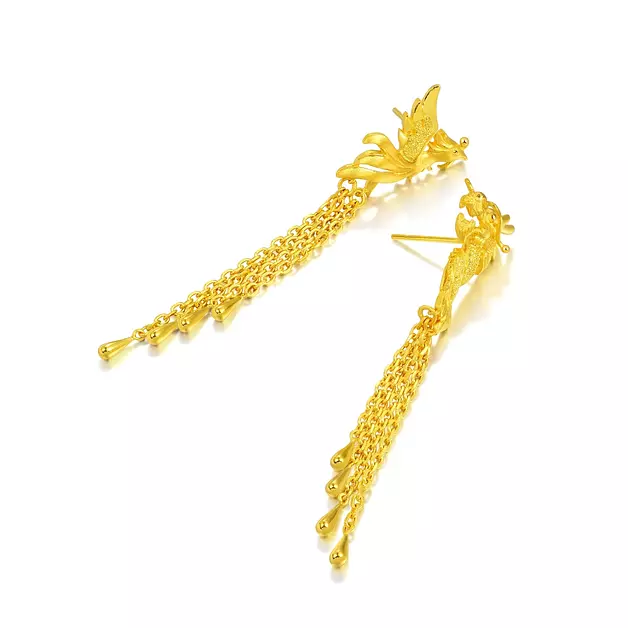 CHOW SANG SANG 999.9 24K Pure Gold Earrings Price-by-Weight 11.22g