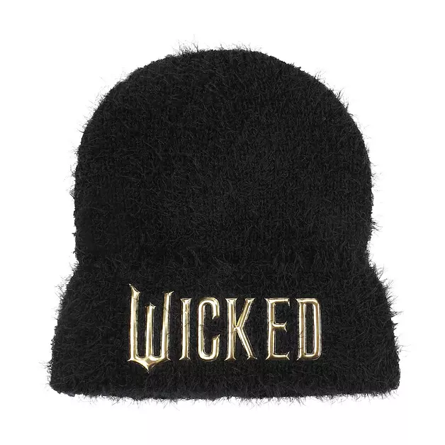 Bioworld Wicked Movie Logo Black Fuzzy Yarn Cuff Beanie