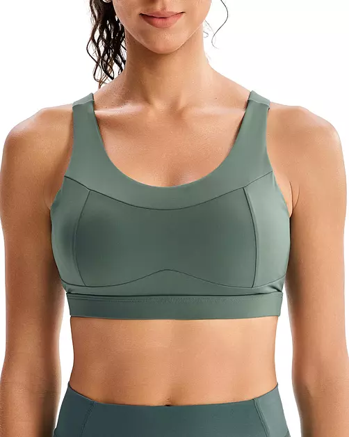 RUNNING GIRL High Impact Sports Bras for Women,Racerback Green Bra Workout Crop Tank Tops Longline Sports Bra Push up(WX2667 Green Leopard 3XL)