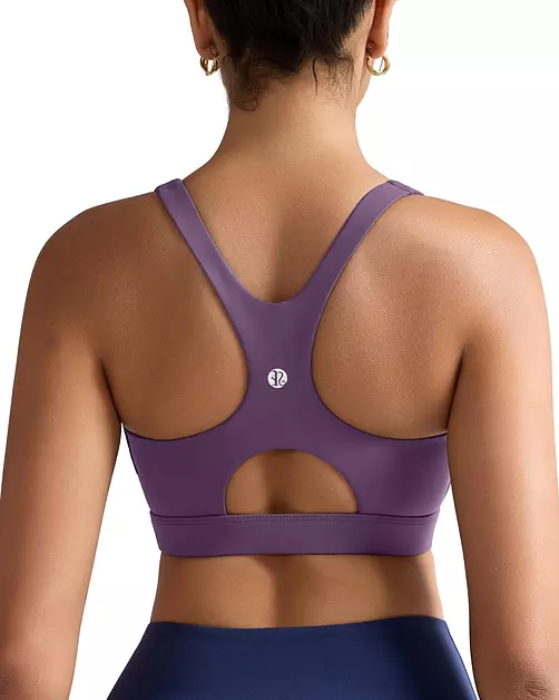 RUNNING GIRL Sports Bras for Women High Support,Racerback High Impact Purple Sports Bra Moulded Cup Workout Bra Push up(WX3047 Purple M)