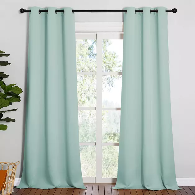 NICETOWN Patio Glass Door Panels, 1 Pair, 42 x 90-inch, Aqua