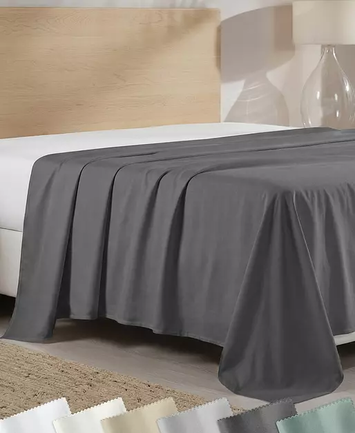 California Design Den Soft 100% Cotton Sateen Flat Sheets Twin Size, Grey